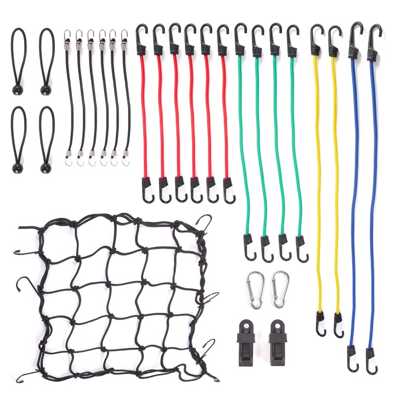 Wellmax Premium Bungee Cord Set with Heavy Duty Hooks and