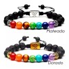 Veraly Brazalete Pulsera Piedra De Lava 7 Chakras Árbol Bodhi