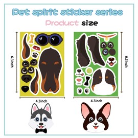 24 Sheets 6.3"x4.3" Cute Animal Dog Make a Face Sticker Sheets for Kids Todders Activities, Make Your Own Stickers for Kids Birthday Party Favor Supplies Craft (Dog)