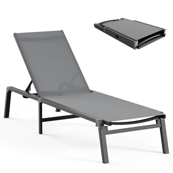 Ciokea Aluminum Chaise Lounge Ourdoor - Foldable & Assemble Free
