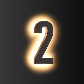 LMP 12V DC Low Voltage Led House Numbers Address Numbers 8 Inches, Modern Lighted House Numbers glow at night, Waterproof Corrosion Resistant, Easy to Install (number 2 No Powers)
