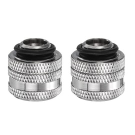 sourcing map 2pcs Water Cooling Adapter G1/4" Thread to 14mm OD Hard Tubing Compression Fitting Copper Extender Fitting with Tighten O-Ring for Computer PC Water Cooling System, Silver