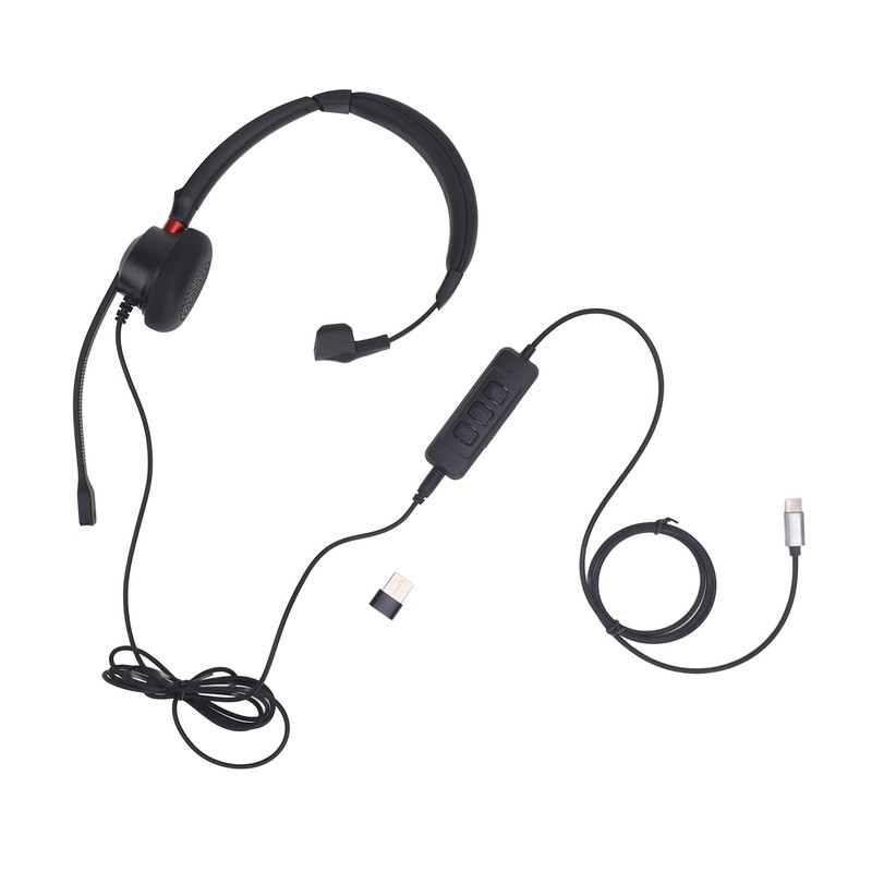 Telephone Headset Noise Canceling Single Ear Comfortable USB C to
