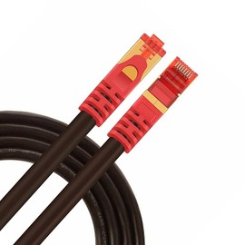 Cat7 Outdoor Ethernet Patch Cable 10Gbps 600MHz SFTP Triple Shielded LAN Wire Waterproof Direct Burial Pure Copper RJ45 Network Cord for Router, Modem, Gaming, Switch, PC - Black (75ft)