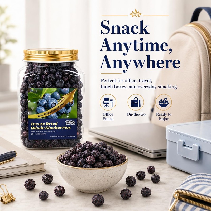 Freeze-Dried Whole Blueberries (6.6 oz / 187g) - Natural Crunchy