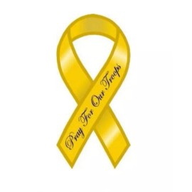 1 Piece Yellow Pray For Our Troops Patriotic 8" Ribbon Magnets Christian Faith