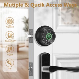 GeekTale 4-in-1 Keyless Entry Door Lock, Fingerprint Door Lock with Keypad, Biometric Smart Lock Deadbolt for Front Door, App Control
