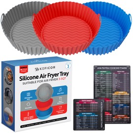 Silicone Air Fryer Liners Round 3 Pack - Airfryer Liners, Silicone Air Fryer Liners Reusable, Air Fryer Liner, Air Fryer Silicone Liners for Air Fryer Basket