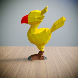 Yona DIY Chocobo Papercraft kit, Abstract Low Poly Animal DIY kits, Home decor, kids crafts kits, Gift, origami 3D, Paper sculpture, 3D Puzzle, Papercraft set for adults