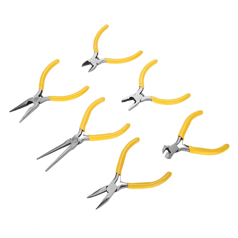 6pcs Professional Jewelry Pliers Tools Kit Long Bent Nose Pliers