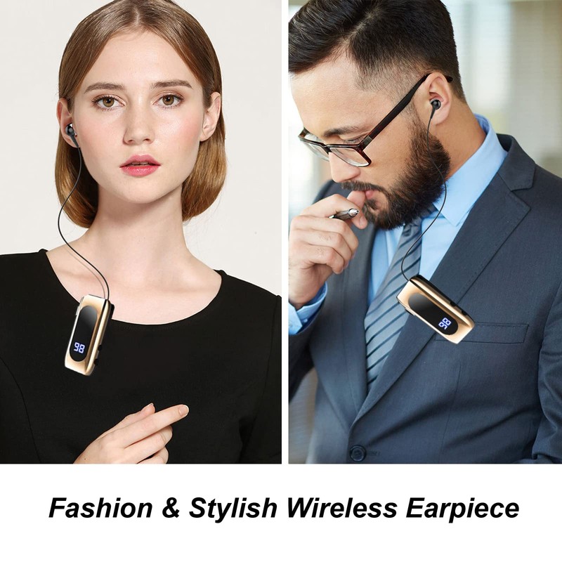 Retractable Wireless Headset Headphone Stereo Earphone V5.0 Noise Cancelling Mic