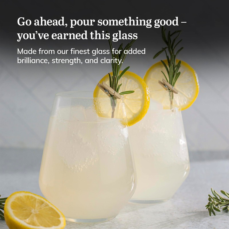 Libbey Signature Greenwich Stemless Wine Glasses, 18-Ounce, Set of 6,