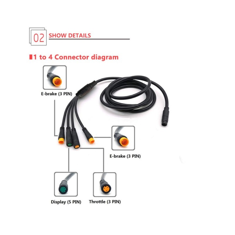 1 to 5 Electric Bike Cable Plastic Rubber Lithium Battery