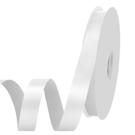 Satin Ribbon White 91 Metres, Gift Ribbon 20 mm Colourful Ribbon Wedding, Gift Ribbon Wedding Silk Ribbon for Gift Wrapping, Crafts, Hair Bows, Bouquet (White)