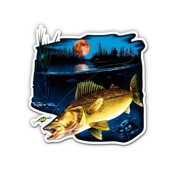 GT Graphics Walleye Fishing - 12" Vinyl Sticker Waterproof Decal
