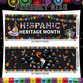 Affrolling 2 Pcs Hispanic Heritage Month Decorations Hispanic Heritage Month Bulletin Board Decor Backdrop Latin American Posters Spanish Classroom Decor for Latin American School Door Wall