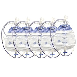 5 Pack 1500 ml Leg Bags Urine Drainage Bag Urine Collection Bag Drainage Bag with 2 Straps Anti-Reflux Valve (1500 ml)
