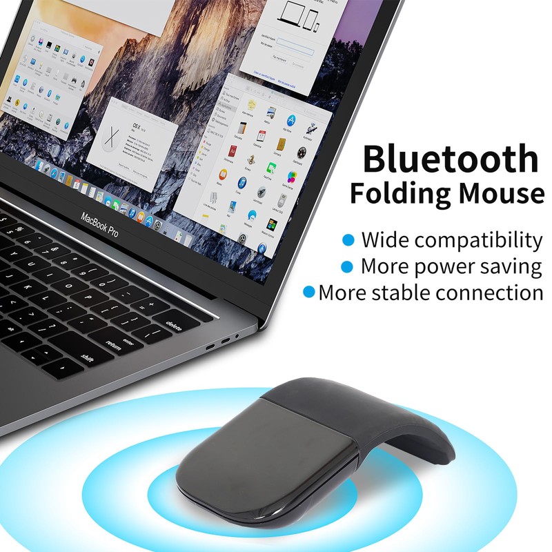 GlowarcPro Bluetooth Arc Touch Mouse, Portable Folding Travel Mouse whitout