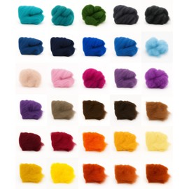 Carded Merino Wool Roving 50g – Natural Fiber for Felting, Spinning, Stuffing, Crafts – Blue, Brown, Orange Color Options – Soft Wool for Needle Felting, Wet Felting, DIY Projects, Fiber Art (Green)