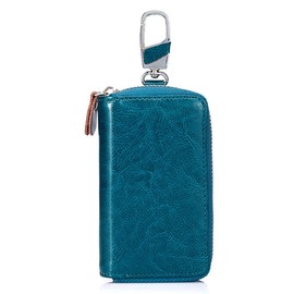 Zitokin Large Leather Key Case Wallet with 12 Hooks & 1 Keychain/Ring for Men or Women (Blue)