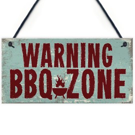 RED OCEAN Warning BBQ ZONE Barbecue Garden Home Bar Hanging Wall Plaque Summer Sign Men Gift
