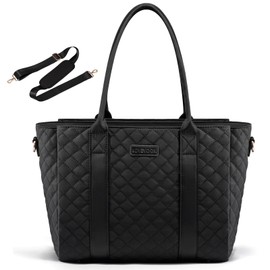 LOVEVOOK Tote Bag For Women, Large Work Tote Laptop Bag, Quilted Computer Shoulder Bags with Zipper for Travel Teacher Nurse