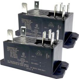 2-Pack T92S7D22-24 Power Relay - 30A 24VDC DPST-NO - Compatible with TE Connectivity T92 Series, HVAC Controls & Industrial Automation Systems - Sealed PCB Mount Relay for Motor Starters