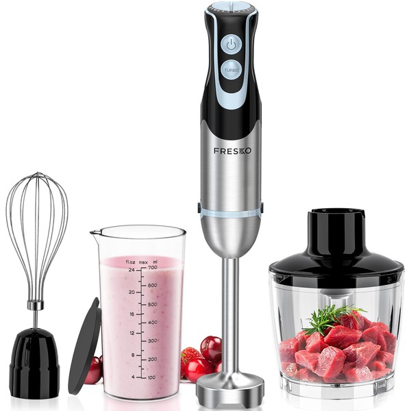 FRESKO Immersion Blender Handheld, 4-in-1 Stainless Steel Hand Stick Blender