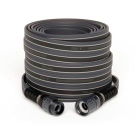 FITT Force Pro Water Hose, Lightweight Ultra Flexible Durable Kink-Free Heavy-Duty Commercial Grade Flat Garden Hose, Grey and Blue, 100-Feet x 3/4-Inch