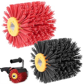 Pack of 2 Sanding Brushes: 80 Grit, 100 mm Width - 120 mm Diameter, Suitable for Sanding Roller, Nylon Brush for Satin Machine, Black Abrasive Brush, Bristle Brush, Grit Brush, Wire Drawing Wheel