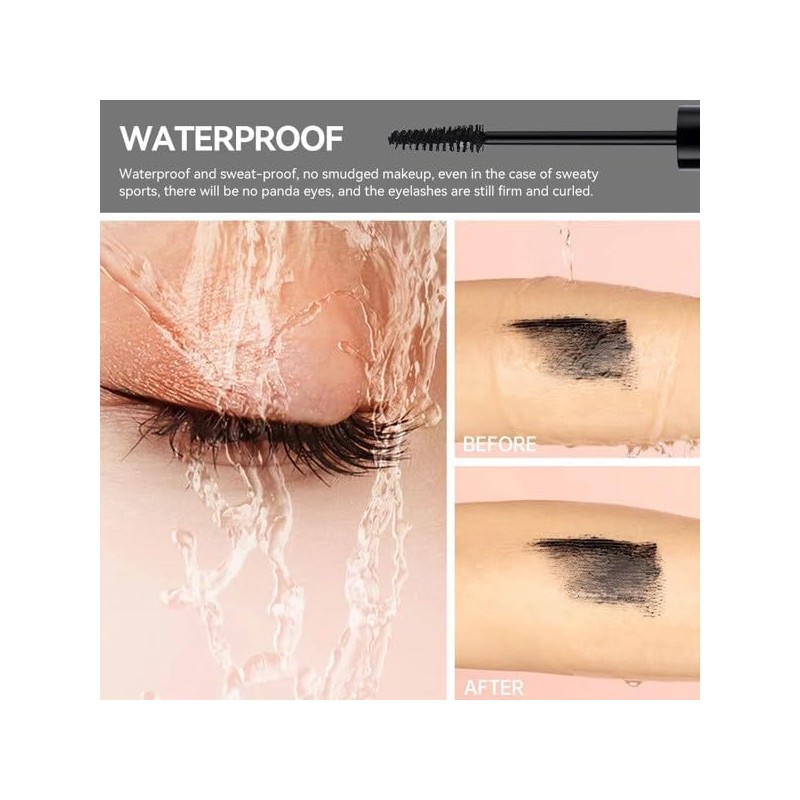 Máscara De Pestañas Fariha Unique Lashes, Negra, Resistente Al Agua,