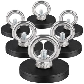 MIN CI Pack of 6 Magnets Very Strong with Thread D43 x 6 mm M4 Magnets Screwable Flat Magnets with Hole Countersunk Magnets for Screwing On Round Eyelet Magnet Pot Magnet Large Magnet Hook