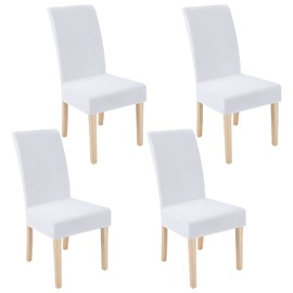 Smiry Velvet Stretch Dining Room Chair Covers Set of 4, Soft Removable Washable Chair Slipcovers Kitchen Parsons Chair Protector, Raw White