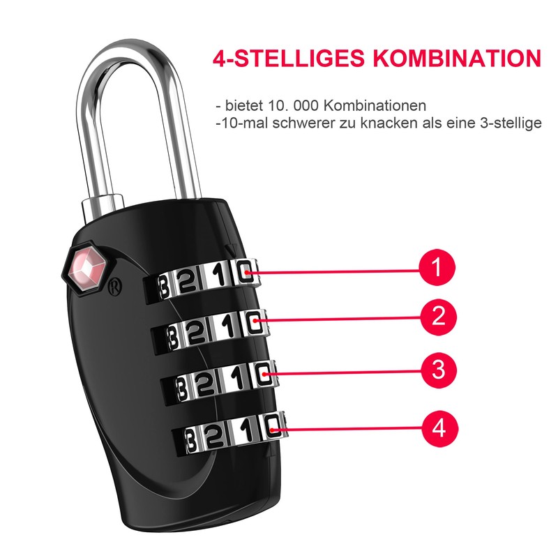 ZHEGE TSA Suitcase Lock, Combination Lock 4 Digit for Suitcase,