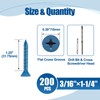 ANCHOREASE 3/16″×1-1/4″ (200Pcs) Flat Head Concrete Screw Anchor, Blue Screw,
