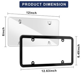 ElectronLumen License Plate Covers & Frame Holder Combo Fits Standard CA Plates PC Material Unbreakable Clear Number License Plate Protector, 2 Pack