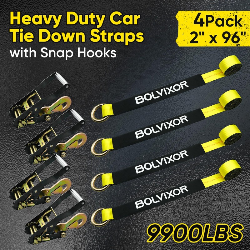 Bolvixor 4 Pack Car Tie Down Straps for Trailers -