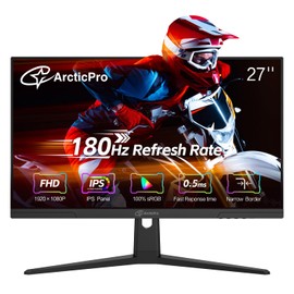 27inch Gaming Monitor 180Hz, FHD 1080p, IPS Panel, 0.5ms Response Time, Adaptive sync, PC Computer Monitor, 3-Sided Frameless, Ultra Slim, 100% sRGB, Bluelight Filter, DP*1, HDMI*1