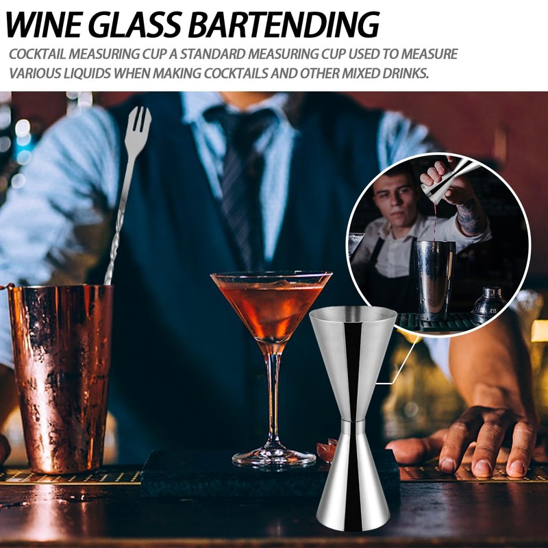 1 Cocktail-Messbecher mit 1 Cocktail-Löffel, 30ml/60ml Cocktail-Messbecher, doppelseitiger Messbecher mit