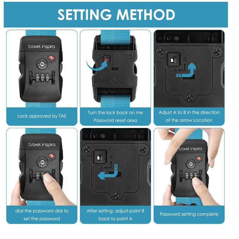 Travel Inspira Luggage Strap with TSA Combination Lock - Adjustable,