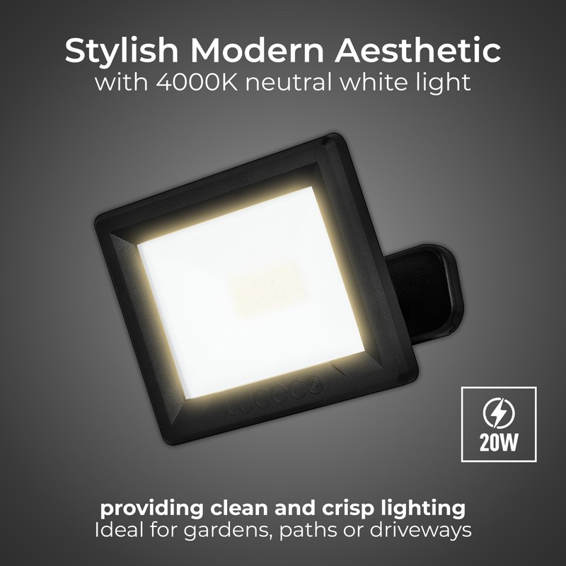 Luceco Outdoor Security LED Floodlight for Driveways, Walkways and Gardens,