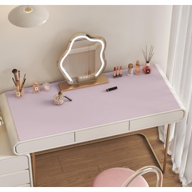 39.37"x17.7" Waterproof Makeup mat -Easy to Clean PU Leather Vanity Table Protector, Large Vanity Mat for Makeup Brushes, Jewelry, Skincare (Purple)