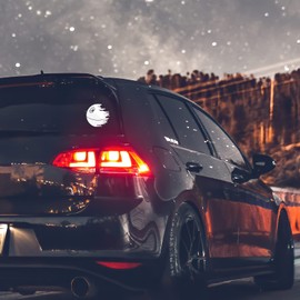 Death Star Silhouette Sticker Decal Notebook Car Laptop 5.5" x 5.5" (White)