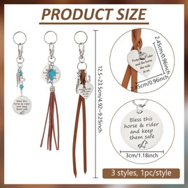 BENECREAT Pack of 3 Bless This Horse And This Rider And Keep You From Danger - Saddle Trailer 3 Style Horse Saddle And Bridle Charm Clip Saddle Riding Charms For Horse Lovers Gifts