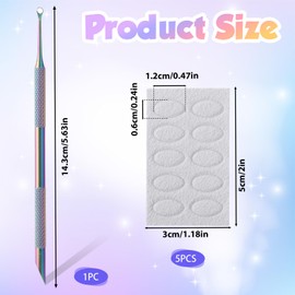 Cuticle Pusher, Stainless Steel Cuticle Remover Tool with 5 Sheets Sandpaper Dual Ended Nail Scraper Nail Care Polish Remover for Manicure Pedicure Nails Art