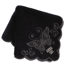 ANNA SUI 109109-0004-04 Large Towel Handkerchief 11.0 inches (28 cm) Butterfly Tulle Applique (Black) Women's Towel Hand Towel