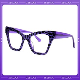 Zeelool Fashion Cateye Blue Light Blockung Glasses for Women Acetate Frame JGA913976-04 Purple