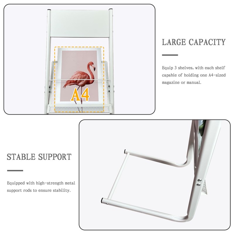 TONGMO Floor-standing 3-Layer Magazine Rack, Brochure Display Stand, made of