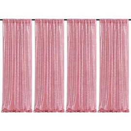 Blush Pink Sequin Backdrop Curtains 4 Panels Sparkly Backdrop Curtain 2FTx8FT Shimmer Fabric for Girl's Party Bridal Shower