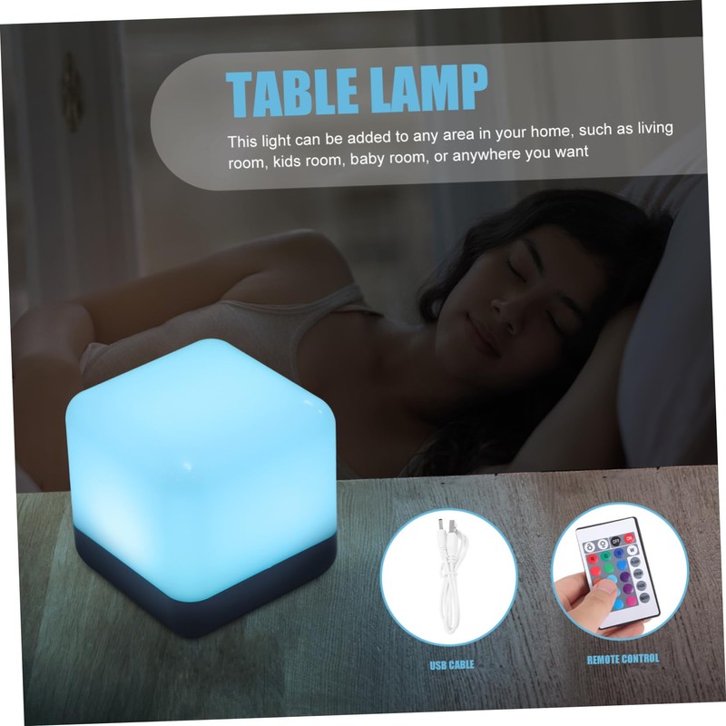 Cabilock Cube Shaped LED Night Light Decorative Table Lamp for